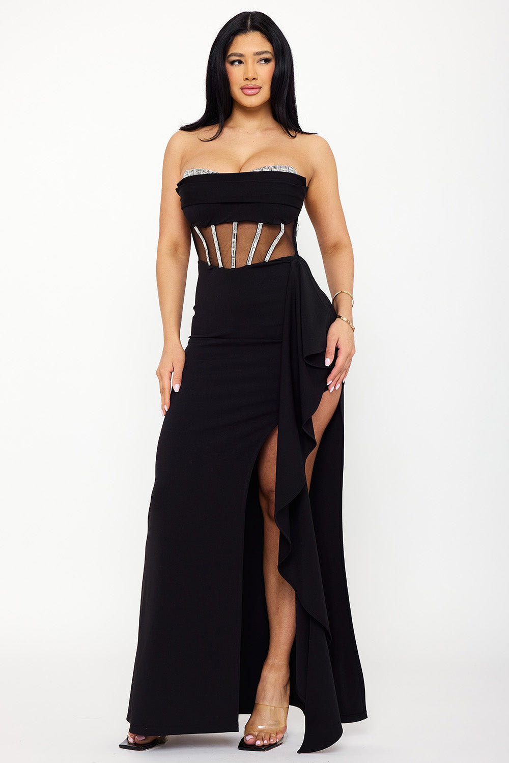 Rhinestone Bust With Crezia Maxi Dress