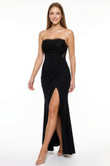 Glittered With Mesh Maxi Dress