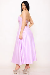 Symphony Dress - Lace And Dull Satin Paneled Maxi Dress
