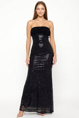 Symphony Dress - Scallope Sequin On Mesh Tube Top Maxi Dress
