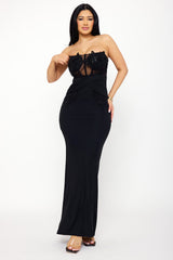Floral Embroidered Applique Top Maxi Dress