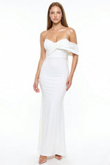 Crezia Fabric With Satin Large Bow Detail Maxi Dress