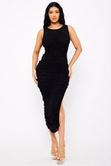 Symphony Dress - Rhinestone Ruched Long Dress