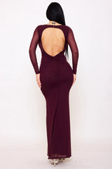 Symphony Dress - Rhinestone On Power Mesh Open Back Maxi Dress