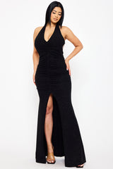 Glitter Halter Neck Maxi Dress