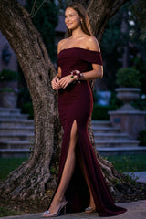 Symphony Dress - Pearl Beaded Detail Off The Shoulder Mermaid Maxi Dress