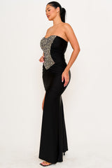 Sequin On Satin Maxi Dress