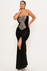 Sequin On Satin Maxi Dress