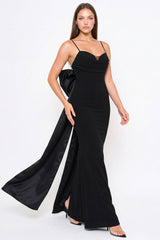Oversized Ribbon Bow On The Back Detail Mermaid Maxi Dress
