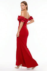 Symphony Dress - Satin Ruffle And Techno Crepe Contrast Maxi Dress