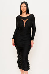 Symphony Dress - Satin V Shape Cutout Front Maxi Dress