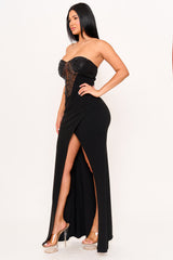Symphony Dress - Rhinestone Bustier Top With Mermaid Like Maxi Dress