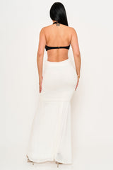 Symphony Dress - Two Tone Contrast Fabric Mermaid Maxi Dress