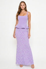 Symphony Dress - Lace Skirt Peplum Maxi Dress
