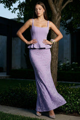 Symphony Dress - Lace Skirt Peplum Maxi Dress