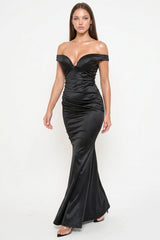 Symphony Dress - Satin Pleated On Bust Maxi Dress