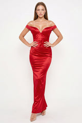 Symphony Dress - Satin Pleated On Bust Maxi Dress