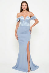 Symphony Dress - Satin Top With Overlay Mesh Maxi Dress