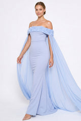 Flower Applique Off The Shoulder Maxi Dress