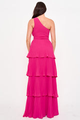 Pleated Chiffon Multi Layered Maxi Dress