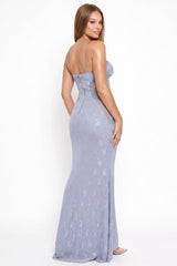 Crochet Halter Top With Printed Maxi Dress
