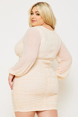 Symphony Dress - Rhinestone On Mesh Plus Size Night Out Mini Dress