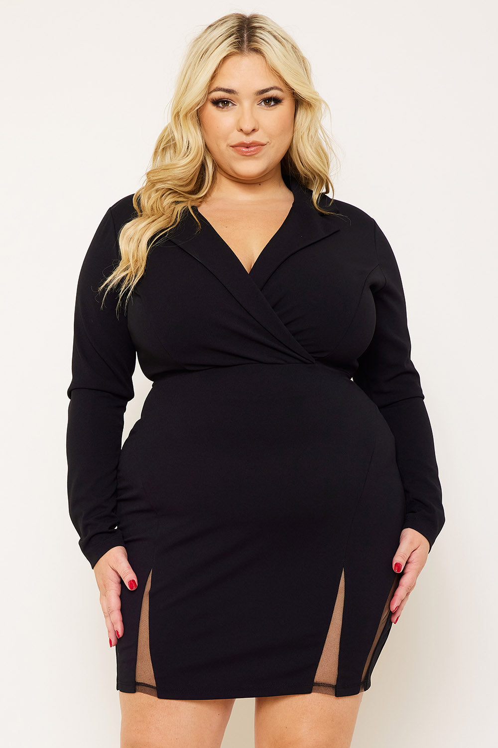 Symphony Dress - Open Back Collar Front Plus Size Night Out Mini Dress