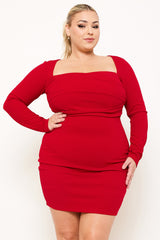 Symphony Dress - Square Neck Wired Waist Plus Size Night Out Mini Dress