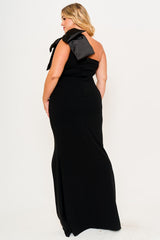 Symphony Dress - Fabric Contrast Of Techno Crepe And Satin Plus Size Maxi Dress