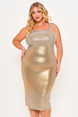 Symphony Dress - Gradient Rhinestone Plus Size Midi Dress