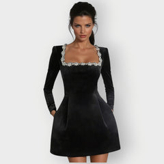 Carolyn™ | Velvet Square-Neck Mini Dress