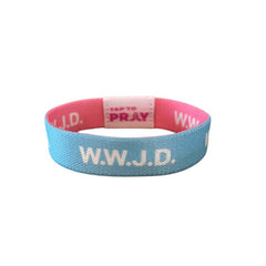 Tap To Pray Wristband in Blue & Pink WWJD