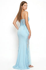 Symphony Dress - Flower Appliques On Mesh Trumpet/Mermaid Maxi Dress