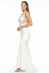 Off The Shoulder With Flower Lace And Rhinestone Trumpet/Mermaid Maxi Dress