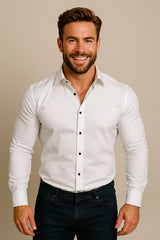Men's Long-Sleeved Shirt – Classic Structured Fit with Wrinkle-Free Finish