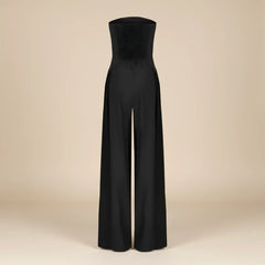 Women's Strapless Wide-Leg Jumpsuit – Structured Bodice with Elegant Flowing Silhouette