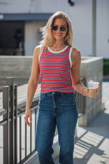 All-Day Stripe Tank Top - Red