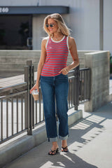 All-Day Stripe Tank Top - Red