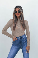 Ash Mauve Mock Neck Fishnet Top