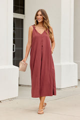 Audrey Knot Strap Midi Dress - Burgundy-FINAL SALE