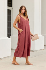 Audrey Knot Strap Midi Dress - Burgundy-FINAL SALE