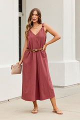 Audrey Knot Strap Midi Dress - Burgundy-FINAL SALE