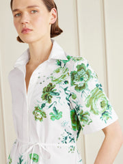 Floral-print cotton-poplin midi shirt dress