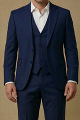 Men's Three-Piece Wedding Guest Suit – Tailored Slim Fit Jacket. Waistcoat and Trousers for Formal Celebrations