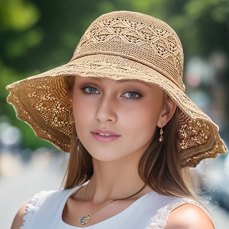 Women's Wide-Brim Sun Hat – Foldable Elegance with UV Protection