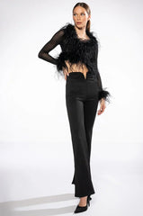 DARK ANGEL MESH FEATHER TRIM TOP