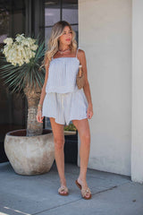 Bayview Stripe Tie‑Strap Top - Blue - FINAL SALE