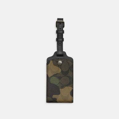 Coach Outlet Luggage Tag In Signature Canvas With Camo Print