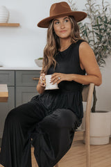 Black Open Back Wide Leg Jumpsuit - FINAL SALE