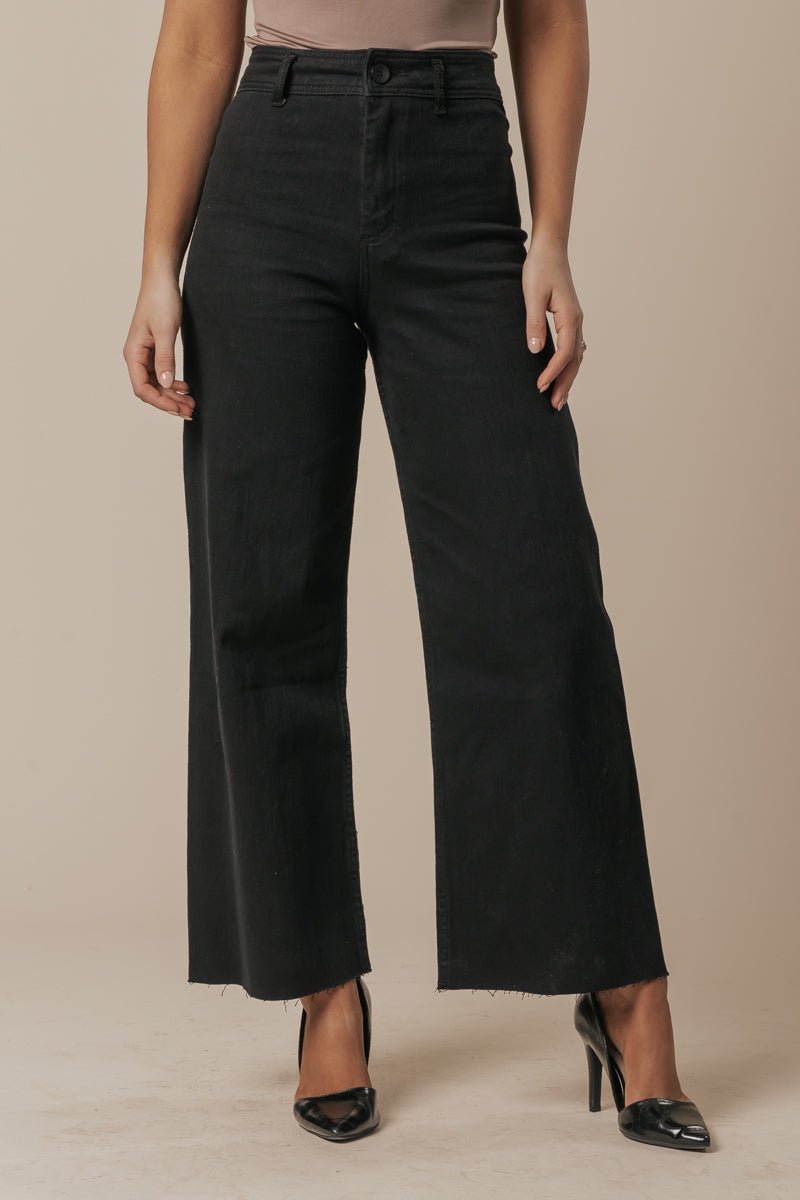 Black Straight Wide Leg Jeans